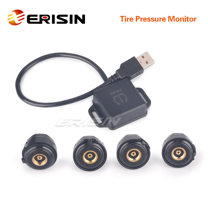 T901 Universal Tire Pressure Monitoring System TPMS Wireless RF Transmission Windshield/Dashboard Mini USB Internal/External Sensors Real-time Upgraded internal sensors/battery replaceable 