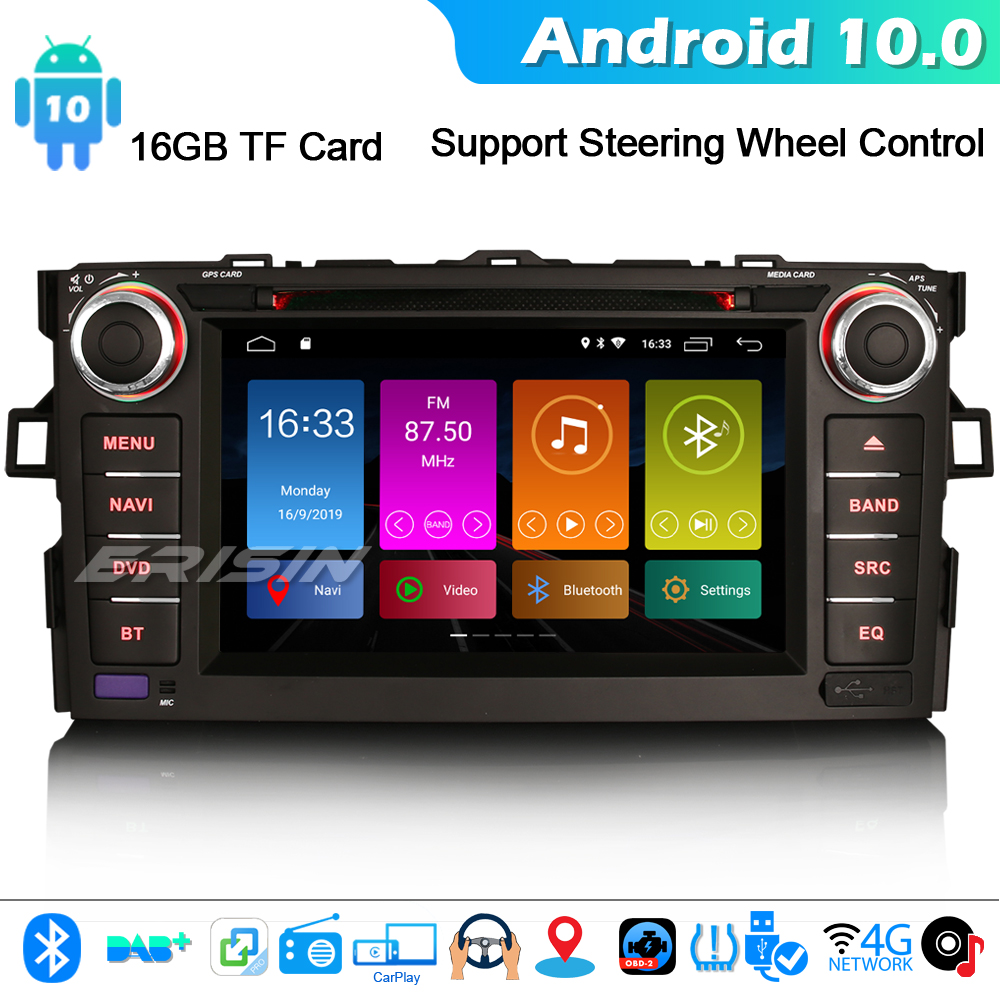 Erisin 8-Core Android 10 Autoradio GPS Wifi CarPlay DVD Navi Toyota Auris Corolla Altis 