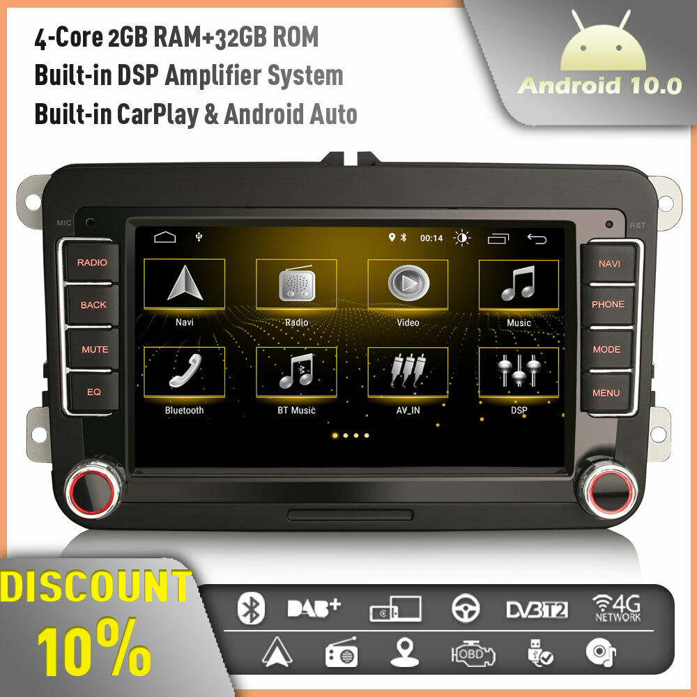 Navigation für VW Seat & Skoda 7, CarPlay, Android Auto, DAB