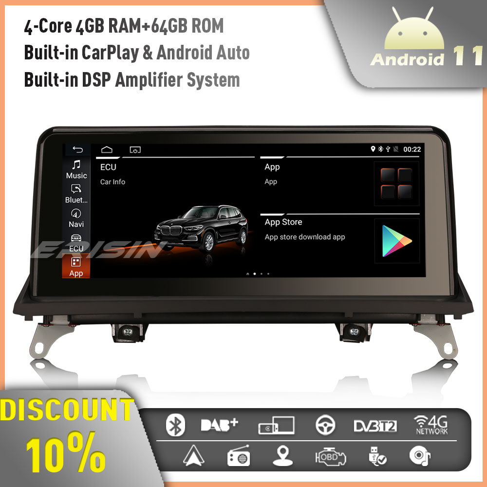 Erisin ES3670I 10.25” CarPlay Android 11 Car Stereo GPS Sat Nav DAB+ Radio  for BMW X5 E70 X6 E71 CIC IPS 4GB RAM+64GB ROM BT TPMS